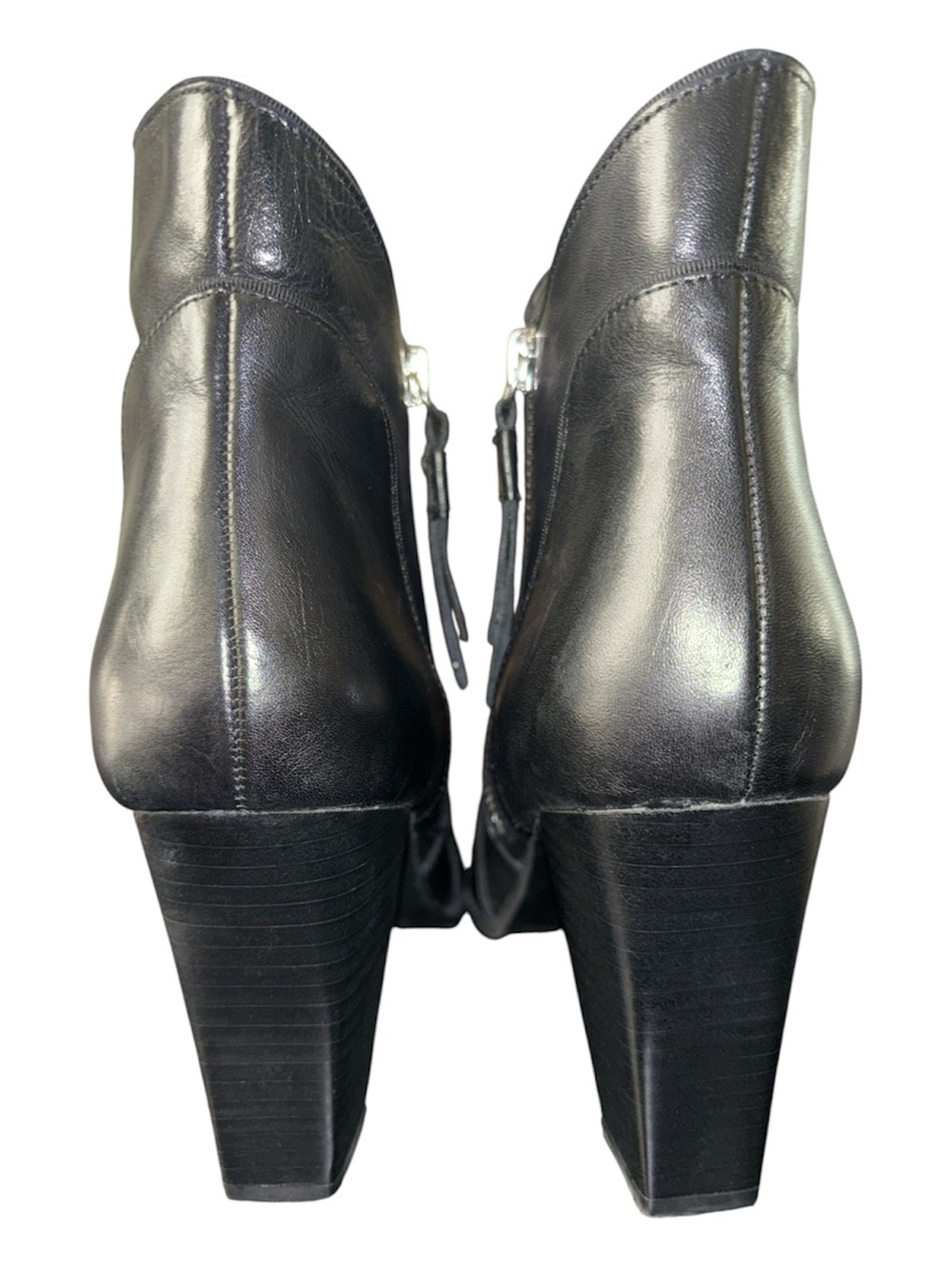 ADRIENNE VITTADINI Taki Soft Calf Black Leather Booties with Side Zipper Details - Picture 4 of 9